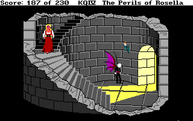 King's Quest IV: The Perils of Rosella IBM PC/Compatibles Screenshot: Need to sneak past these sleeping goons...