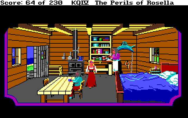 King's Quest IV: The Perils of Rosella IBM PC/Compatibles Screenshot: This old couple is friendly and might help you.