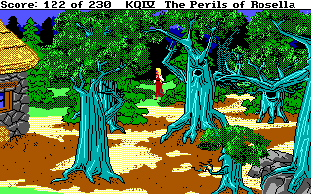 King's Quest IV: The Perils of Rosella IBM PC/Compatibles Screenshot: Some of these trees are spooky...
