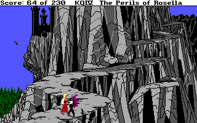 King's Quest IV: The Perils of Rosella IBM PC/Compatibles Screenshot: Some goons carry Rosella away.
