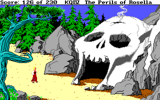 King's Quest IV: The Perils of Rosella IBM PC/Compatibles Screenshot: Outside a skull cave...