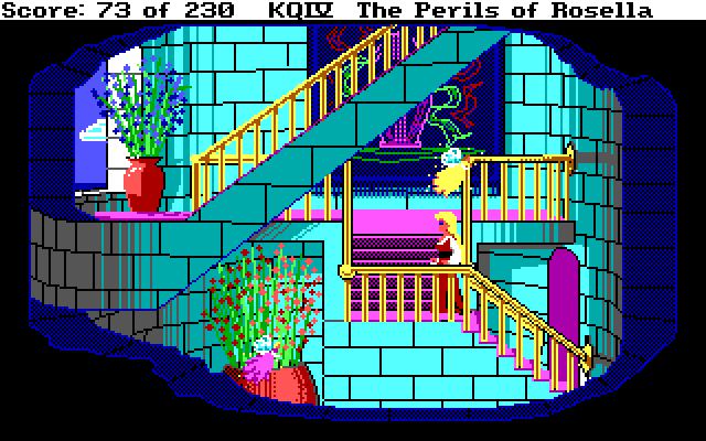 King's Quest IV: The Perils of Rosella IBM PC/Compatibles Screenshot: This game has a lot of stairs to climb up and down.
