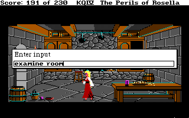 King's Quest IV: The Perils of Rosella IBM PC/Compatibles Screenshot: The game pauses when you type commands.