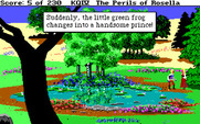 King's Quest IV: The Perils of Rosella for IBM PC/Compatibles - Examining a pond...and found a prince!