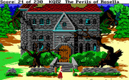 King's Quest IV: The Perils of Rosella for IBM PC/Compatibles - Outside the haunted mansion during the day.