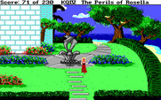 King's Quest IV: The Perils of Rosella for IBM PC/Compatibles - Exploring some castle grounds.