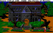 King's Quest IV: The Perils of Rosella for IBM PC/Compatibles - The haunted house at night.