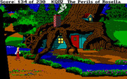 King's Quest IV: The Perils of Rosella for IBM PC/Compatibles - The game switches between day and night; here's a house at night.