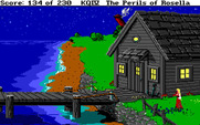King's Quest IV: The Perils of Rosella for IBM PC/Compatibles - Outside the fisherman's house at night.