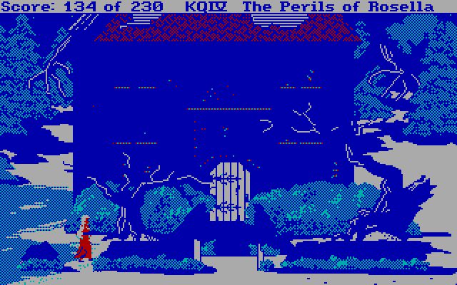 King's Quest IV: The Perils of Rosella IBM PC/Compatibles Screenshot: The haunted mansion at night.