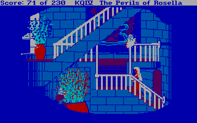 King's Quest IV: The Perils of Rosella IBM PC/Compatibles Screenshot: Climbing up some stairs...