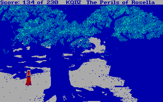 King's Quest IV: The Perils of Rosella IBM PC/Compatibles Screenshot: A scary forest at night is even scarier.
