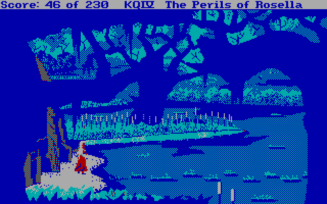 King's Quest IV: The Perils of Rosella IBM PC/Compatibles Screenshot: Be careful not to sink into the swamp...