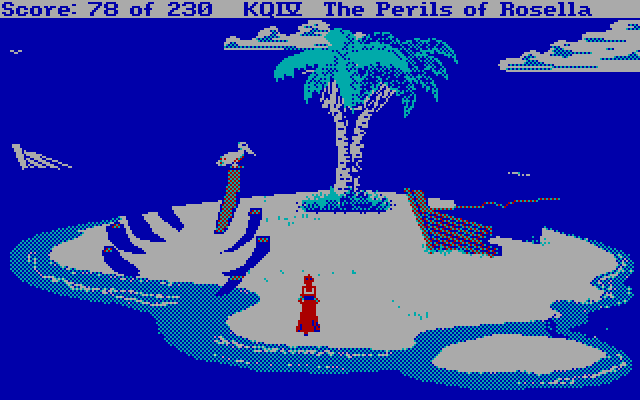 King's Quest IV: The Perils of Rosella IBM PC/Compatibles Screenshot: Stuck on a deserted island.