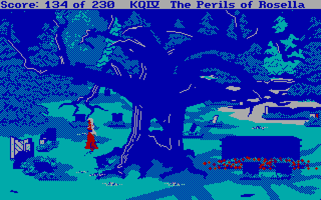 King's Quest IV: The Perils of Rosella IBM PC/Compatibles Screenshot: At night zombies may appear in the graveyards.