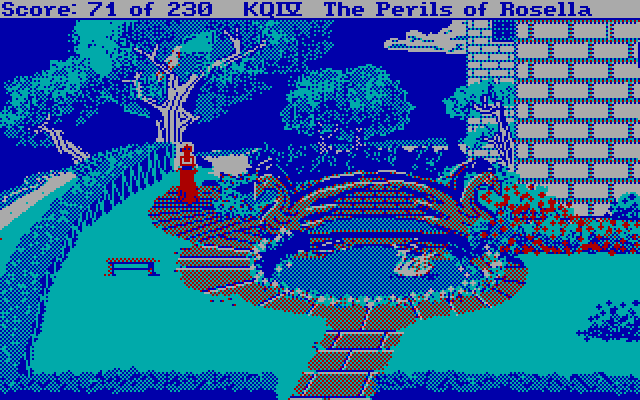 King's Quest IV: The Perils of Rosella IBM PC/Compatibles Screenshot: Outside a castle.