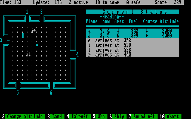 Air Traffic Controller IBM PC/Compatibles Screenshot: Here come some planes.