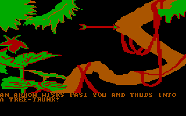 Amazon IBM PC/Compatibles Screenshot: Thwack! Hey, who's shooting arrows?