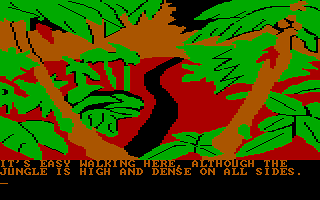 Amazon IBM PC/Compatibles Screenshot: Heading down a jungle trail...