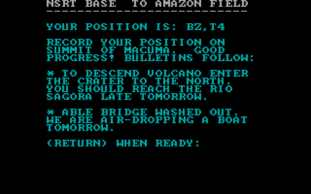 Amazon IBM PC/Compatibles Screenshot: My goals for the next day.