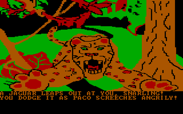 Amazon IBM PC/Compatibles Screenshot: A jaguar leaps out at you!