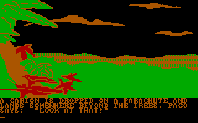 Amazon IBM PC/Compatibles Screenshot: A carton is dropped on a parachute...