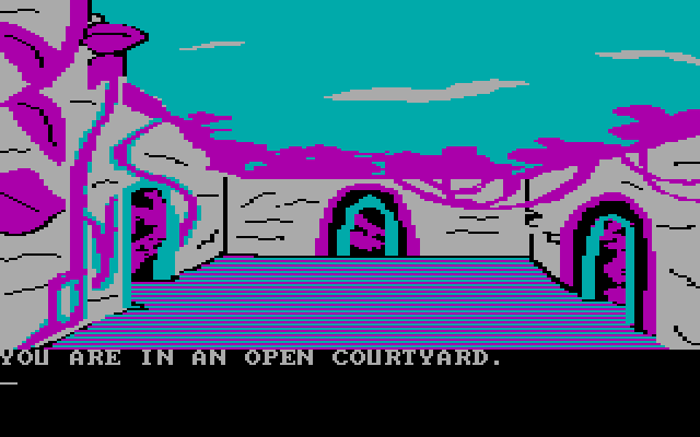Amazon IBM PC/Compatibles Screenshot: An open courtyard...which way from here?