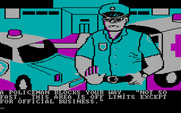 Amazon for IBM PC/Compatibles - A policeman stops you from entering the building...