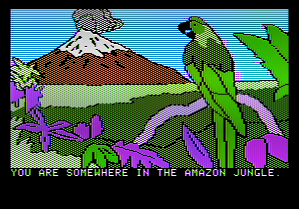Amazon Apple II Screenshot: I made it! Now I'm somewhere in the amazon jungle...