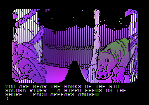 Amazon Apple II Screenshot: Be careful, it's a hippo!