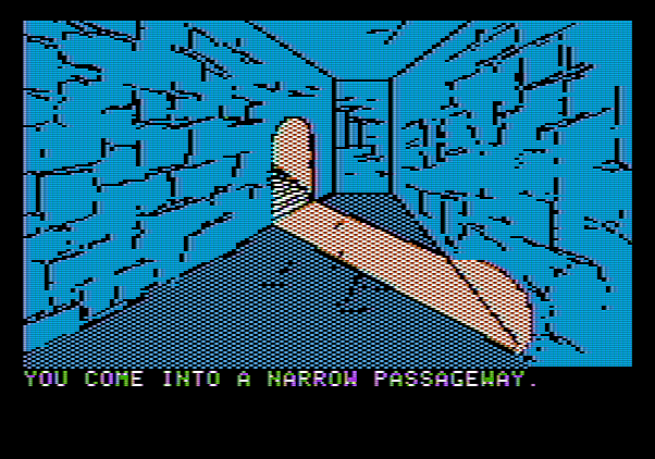Amazon Apple II Screenshot: An underground passageway...