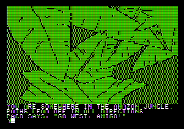 Amazon Apple II Screenshot: Lost in the jungle...