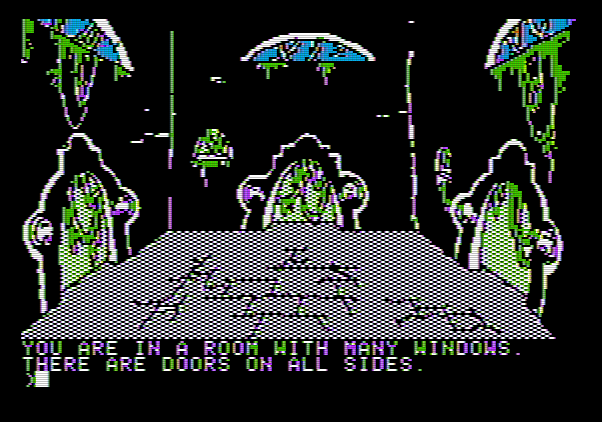 Amazon Apple II Screenshot: A room with many windows...