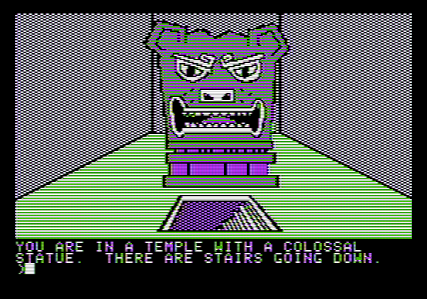 Amazon Apple II Screenshot: Stairs going down...will you follow them?
