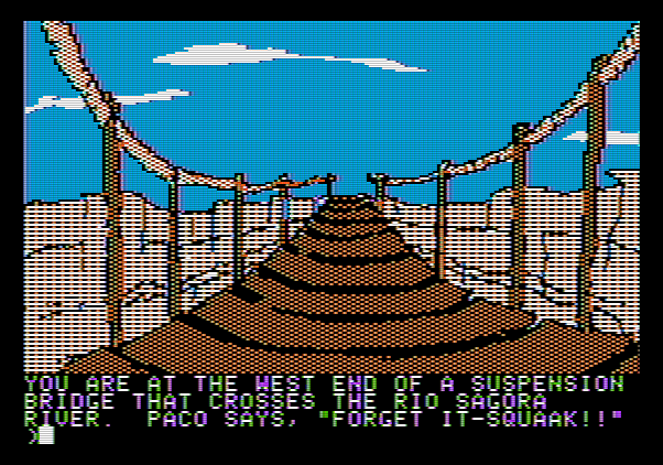Amazon Apple II Screenshot: Um, is this bridge safe?