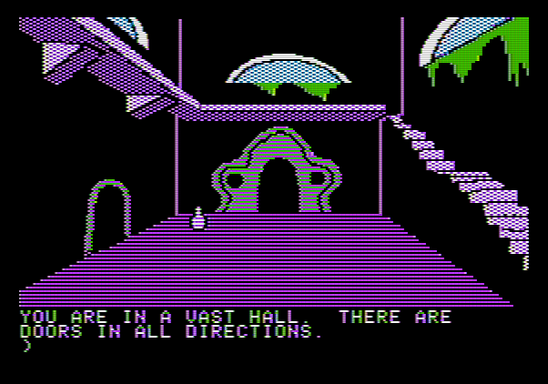 Amazon Apple II Screenshot: Another room with doors in all directions!