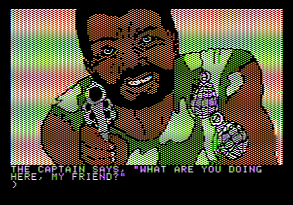 Amazon Apple II Screenshot: So...what are you doing here? Answer carefully!