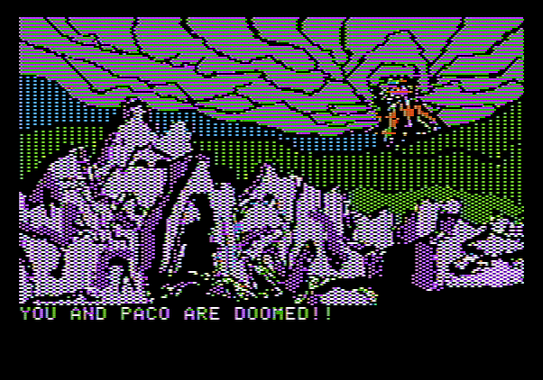 Amazon Apple II Screenshot: The city is doomed...and we might be too!