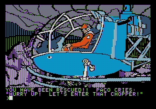 Amazon Apple II Screenshot: Helicopter to the rescue!