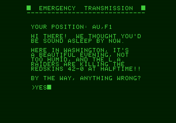 Amazon Apple II Screenshot: Anything wrong? Uh...yes!!