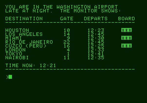 Amazon Apple II Screenshot: At the airport.
