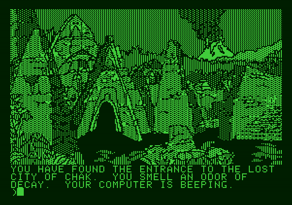 Amazon Apple II Screenshot: Welcome to the lost city of Chak!