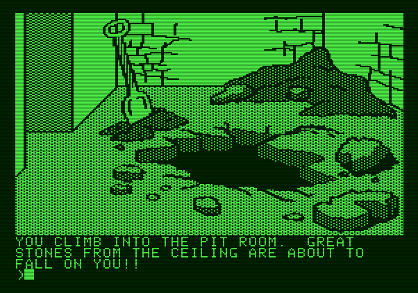 Amazon Apple II Screenshot: The volcano is errupting, I need to get out of here...