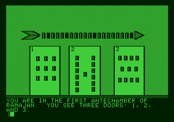 Amazon Apple II Screenshot: Which doors to choose?