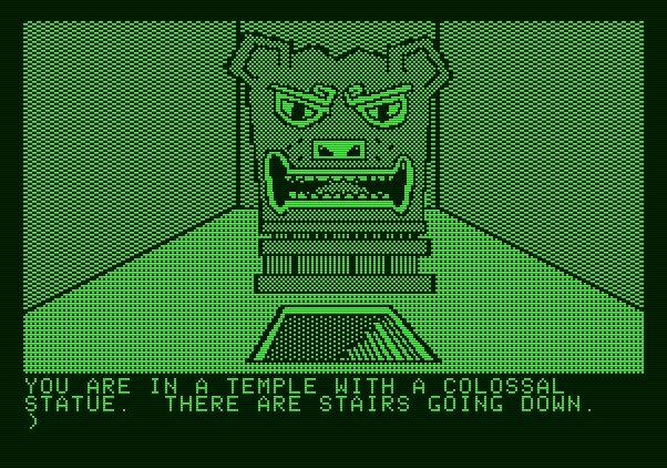 Amazon Apple II Screenshot: Do you dare go down the stairs?