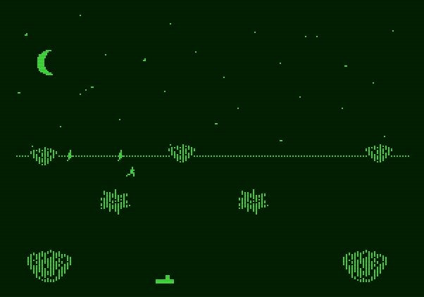 Amazon Apple II Screenshot: Enemies attack at night...