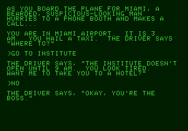 Amazon Apple II Screenshot: Arriving at the institute...