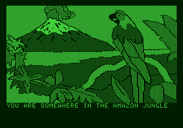 Amazon Apple II Screenshot: You are somewhere in the Amazon jungle.