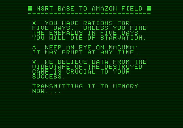 Amazon Apple II Screenshot: Once again, here's the situation...