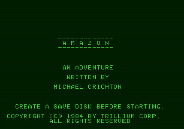 Amazon for Apple II - Title screen.